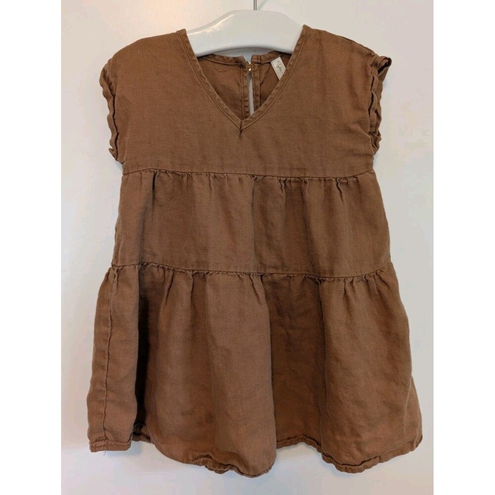 Rylee + Cru 100% Linen Tiered Sleeveless Dress Baby 18-24 Months Minimalist Boho